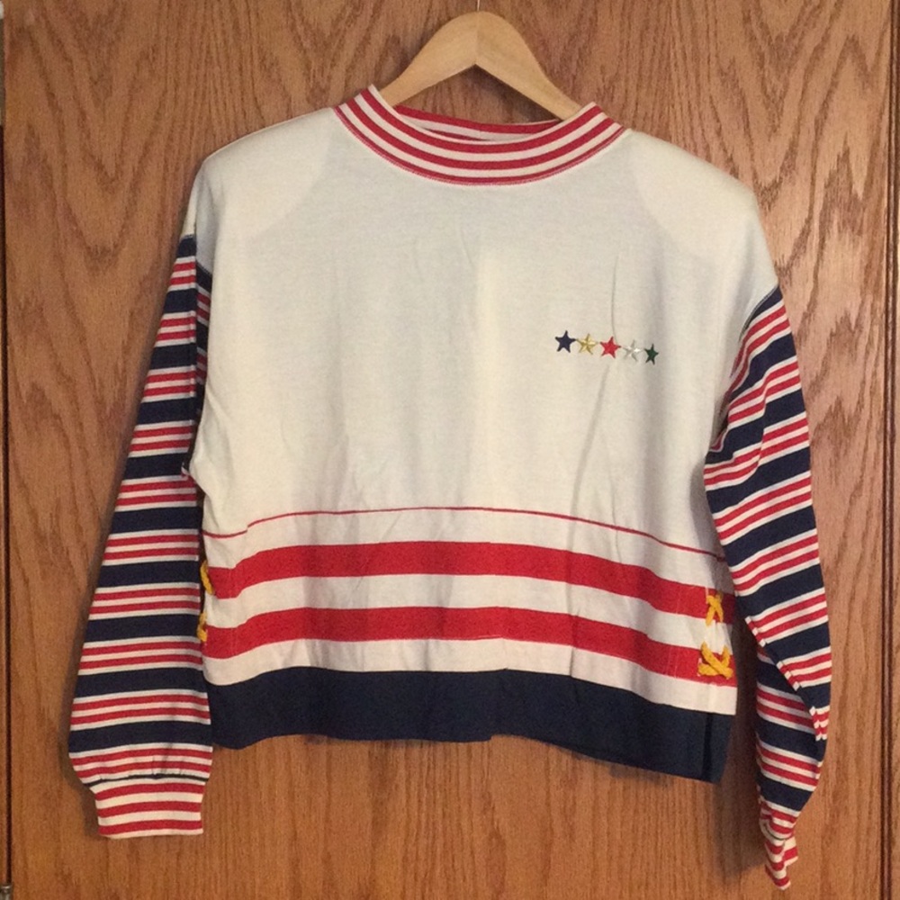 Vintage Folette Padded Shoulder Nautical Top